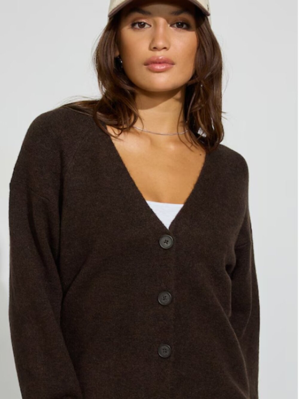 NWT Garage Long Sleeve Spongy Oversized Cardigan In Roast Melange